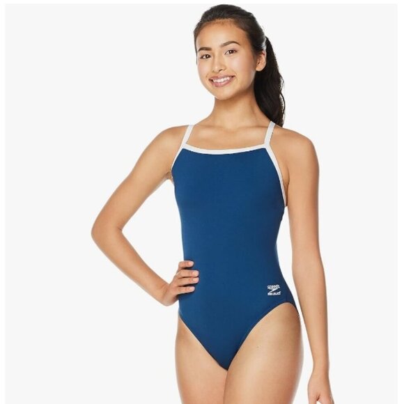 Women's Solid Endurance+ Flyback Training One Piece Swimsuit Navy, Size 30 - Picture 1 of 6